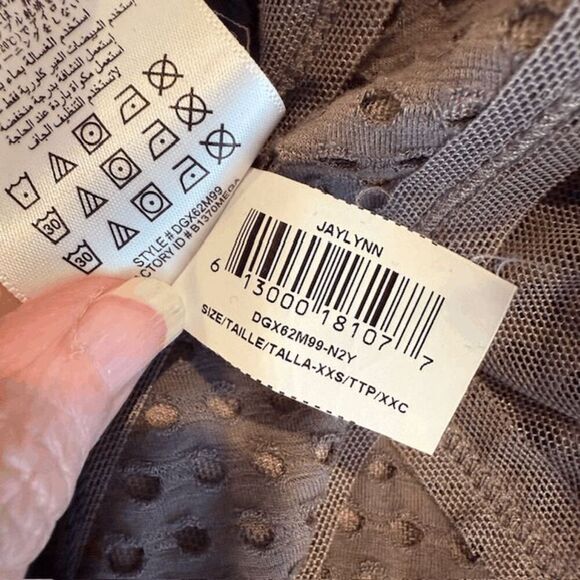 NWT BCBGMaxAzria Jaylynn Mesh Patchwork Dress Taupe Brown Bodycon Sexy Size XXS - Picture 7 of 13